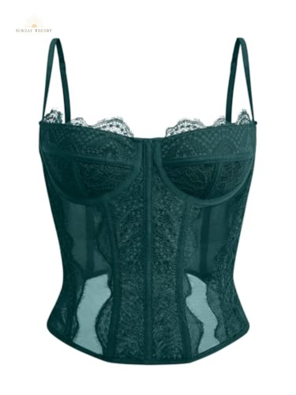 Lace Patchwork Corset Top Spaghetti Strap Backless Bustier